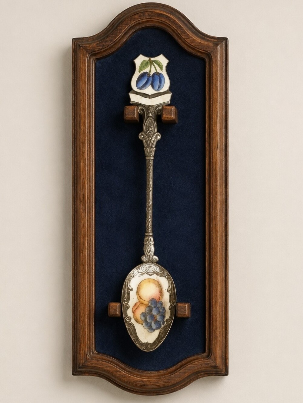 CZECHOSLOVAKIA Enameled Collectible Fruit Design Spoon Marked CZECH Vintage